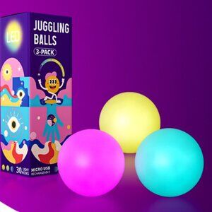NEW POITOI Juggling Balls Light Up Glow in The Dark LED USB Rechargeable